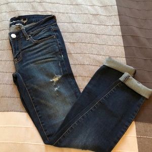 American Eagle Dark Blue Distressed Jegging